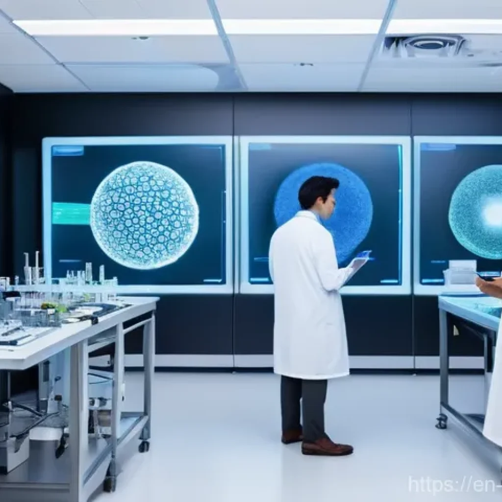 장수 연구에서의 새로운 치료법 - **Prompt: The Dawn of Cellular Rejuvenation**
    "A visually stunning, futuristic laboratory scene....