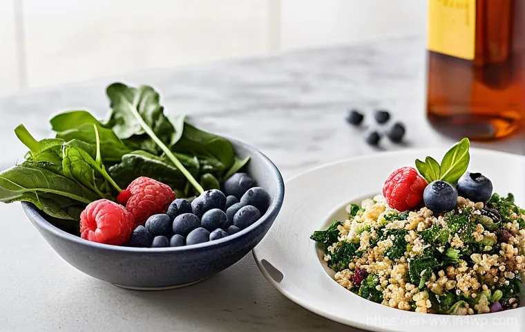 장수할 수 있는 주요 식품 리스트 - **Vibrant Longevity Plate in a Sunlit Kitchen**
A wide shot of a brightly lit, modern kitchen co... 장수할 수 있는 주요 식품 리스트 - **Vibrant Longevity Plate in a Sunlit Kitchen**
A wide shot of a brightly lit, modern kitchen co...