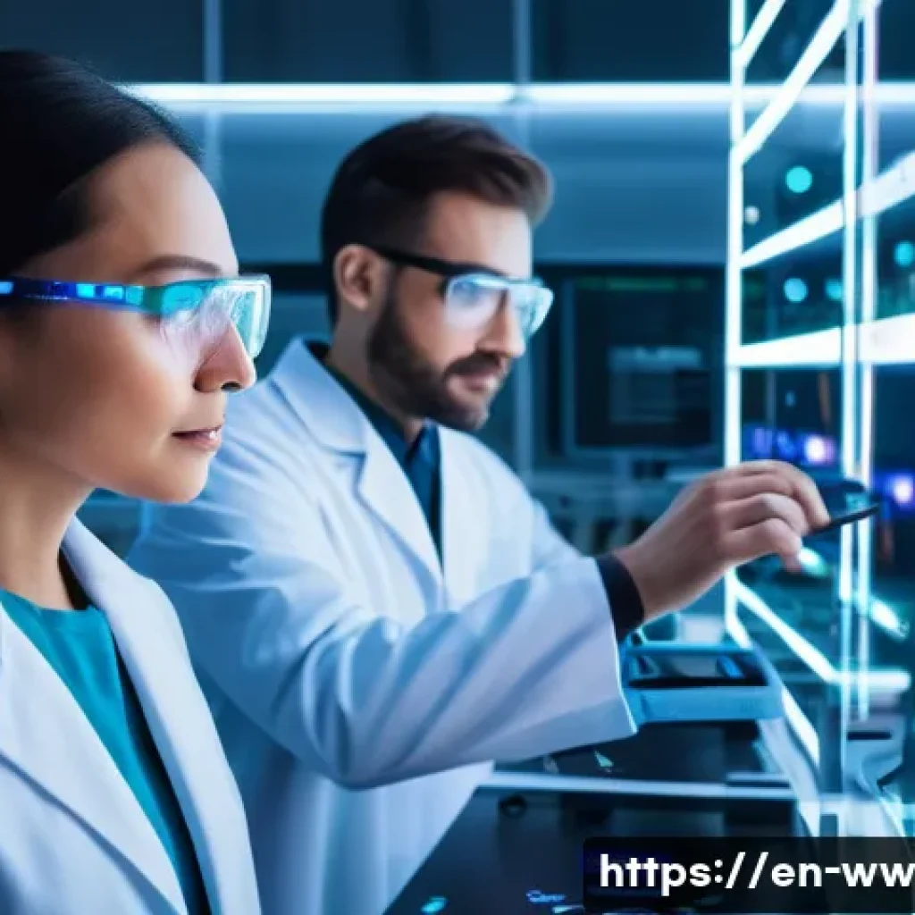 장수 연구에서의 생명과학 혁신 - A futuristic laboratory scene showcasing scientists working with advanced gene-editing technology li...