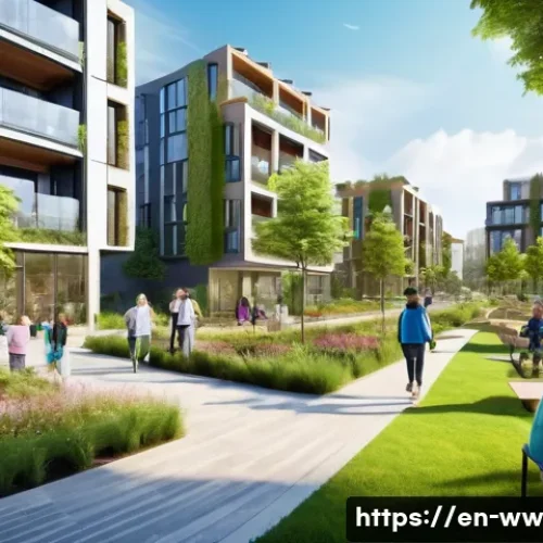 Home 30 장수 연구의 윤리적 쟁점 - A futuristic urban community designed for multi-generational living, featuring diverse age groups in...