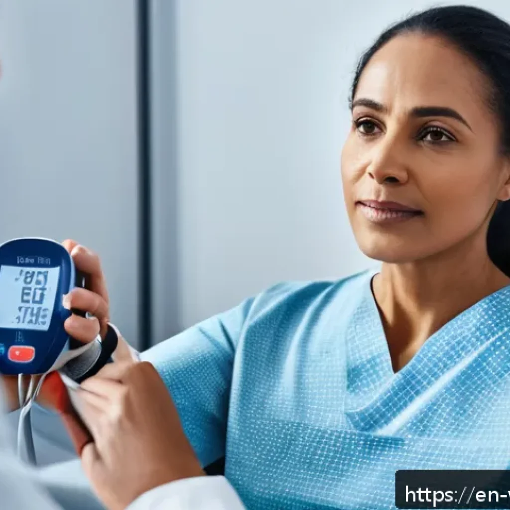 장수 연구에서의 건강 검진의 중요성 - A modern medical clinic scene featuring a diverse middle-aged woman sitting comfortably in a clean, ...