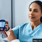 Home 23 장수 연구에서의 건강 검진의 중요성 - A modern medical clinic scene featuring a diverse middle-aged woman sitting comfortably in a clean, ...